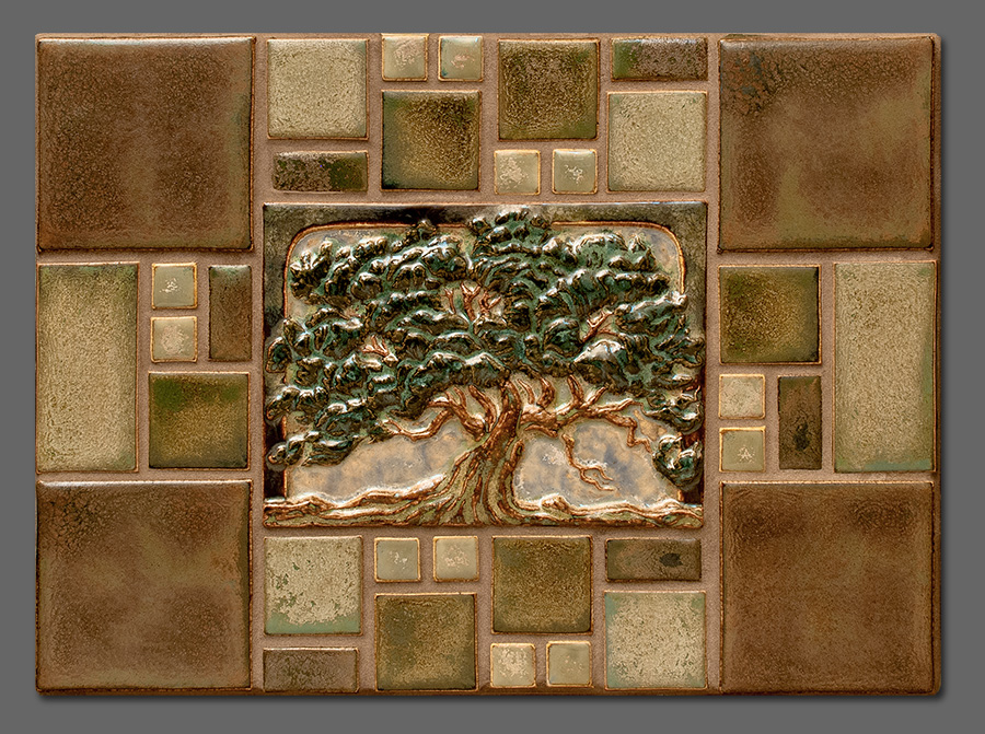 Terra Firma, Ltd. Handmade Arts & Crafts Tiles Centerpiece